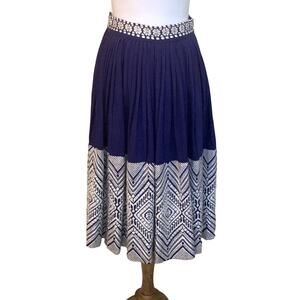 Cecile navy/white embroidered vintage skirt, gyspy, flowy, boho, artisan, global